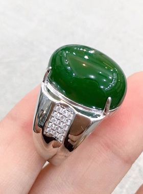 碧玉男戒开口复古霸气绿宝石商务