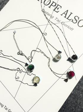 原创设计风天然水晶绿幽灵锁骨链