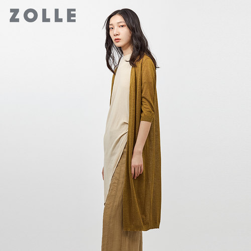【ZOLLE因为】苎麻肌理感长款百搭显瘦开衫26春 - 图2