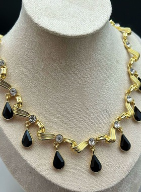 中古Vintage复古宫廷风重工水滴锁骨链高级感个性奢华时尚气质