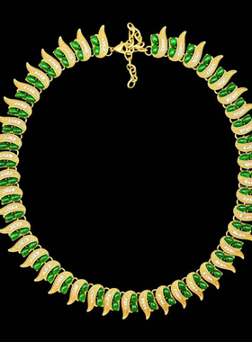 中古Vintag电镀真金重工宫廷风复古优雅气质项链耳饰套装高级感