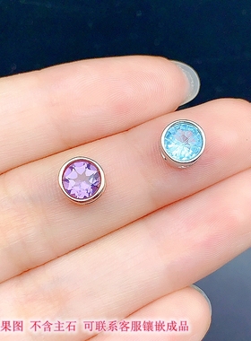 S925银时尚吊坠空托尺寸圆6*6mm