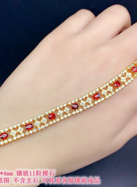 S925银手链空托3*4mm时尚畅销