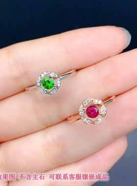 S925银戒指空托圆形尺寸4*4mm