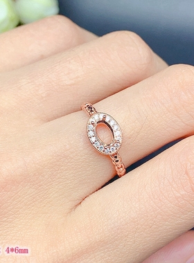 S925银极简风戒指空托尺寸4*6mm