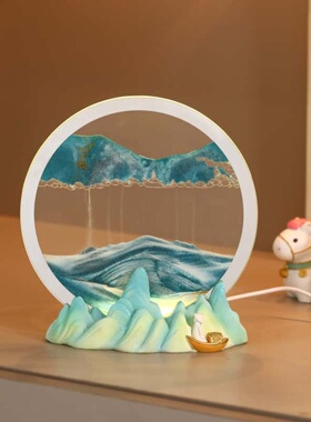 一叶轻舟流沙画沙漏摆件送礼
