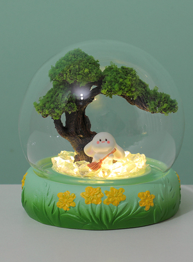 放青松小兔子微景观夜灯摆件