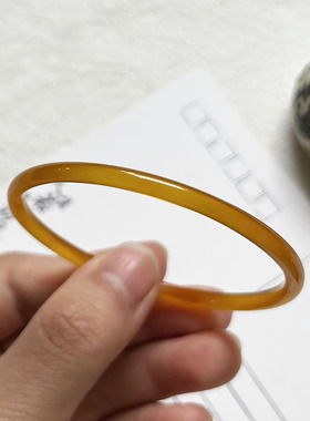 冰种黄玉髓手镯女细款少女玛瑙叮当镯简约玉镯子年轻款小众天然