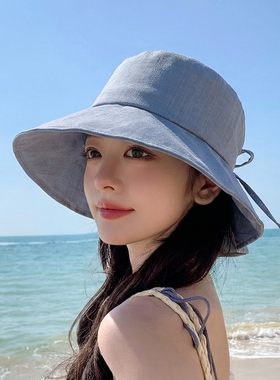 夏季大檐防晒显脸小蝴蝶结渔夫帽