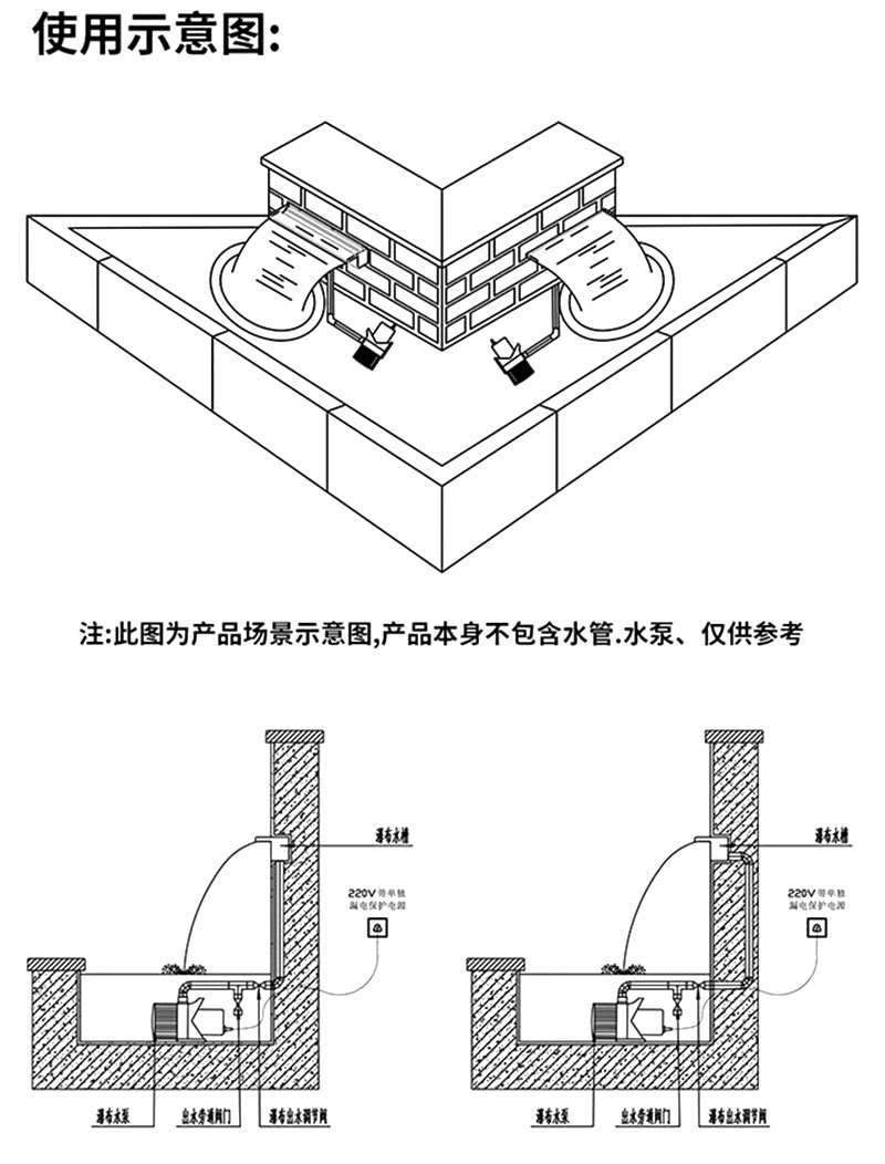 黑色烤漆不锈钢出水口瀑布花园庭院水幕墙水帘鱼池造景人造叠水 - 图1