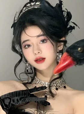 暗黑千金清冷感项链宫廷复古华丽满钻颈链多层重工锁骨链礼服配饰
