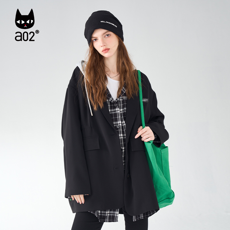 【Fuzzy style】a02休闲通勤外套女2024秋新品潮酷设计感西装外套 - 图1