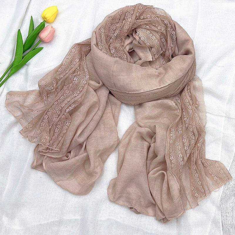 亚麻蕾丝棉麻薄款围巾女冬季百搭灰色披肩春秋时尚洋气女士丝巾长,淘宝优惠券,粉丝福利购,淘宝优惠卷