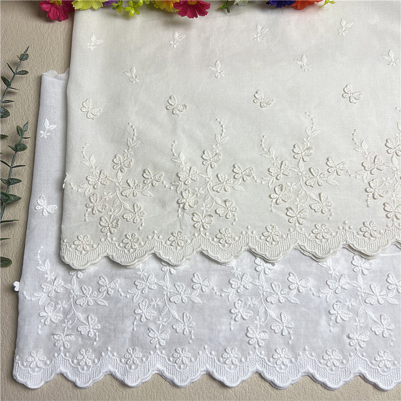 宽27cm新款立体小蝴蝶飞舞凸绣棉布花边女装服饰家纺纯棉蕾丝布料,淘宝优惠券,粉丝福利购,淘宝优惠卷