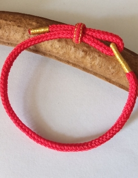 卡卡KA纯手工编织红绳 金线缠绕点缀八股辫平结线圈手链 平安好运