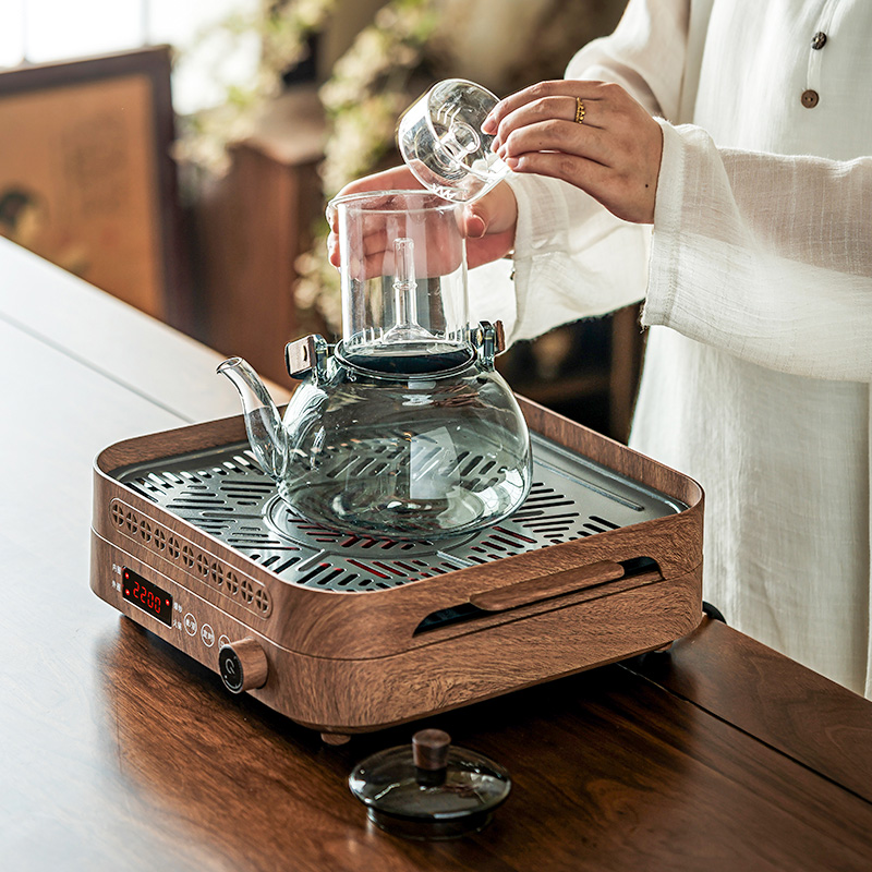 围炉煮茶器具2025新款全套家用室内围炉煮茶烤火电陶炉煮茶壶套装 - 图1