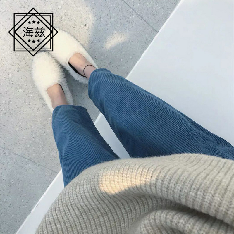 孕妈灯芯绒阔腿裤高腰宽松显瘦裤子 海兹服饰孕妇打底裤