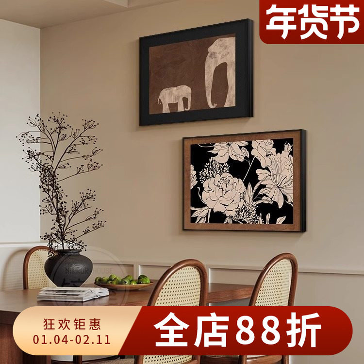 中古风电表箱装饰画法式复古大象配弱电箱遮挡挂画免打孔电闸壁画,淘宝优惠券,粉丝福利购,淘宝优惠卷