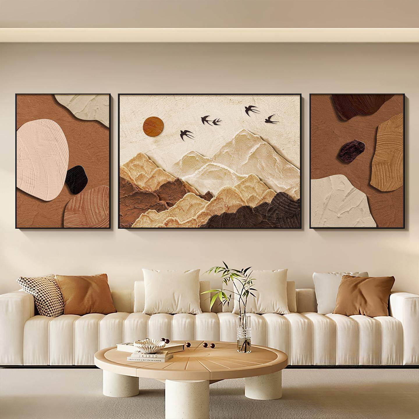 背有靠山客厅装饰画现代轻奢沙发背景墙挂画高级感大气三联墙壁画,淘宝优惠券,粉丝福利购,淘宝优惠卷