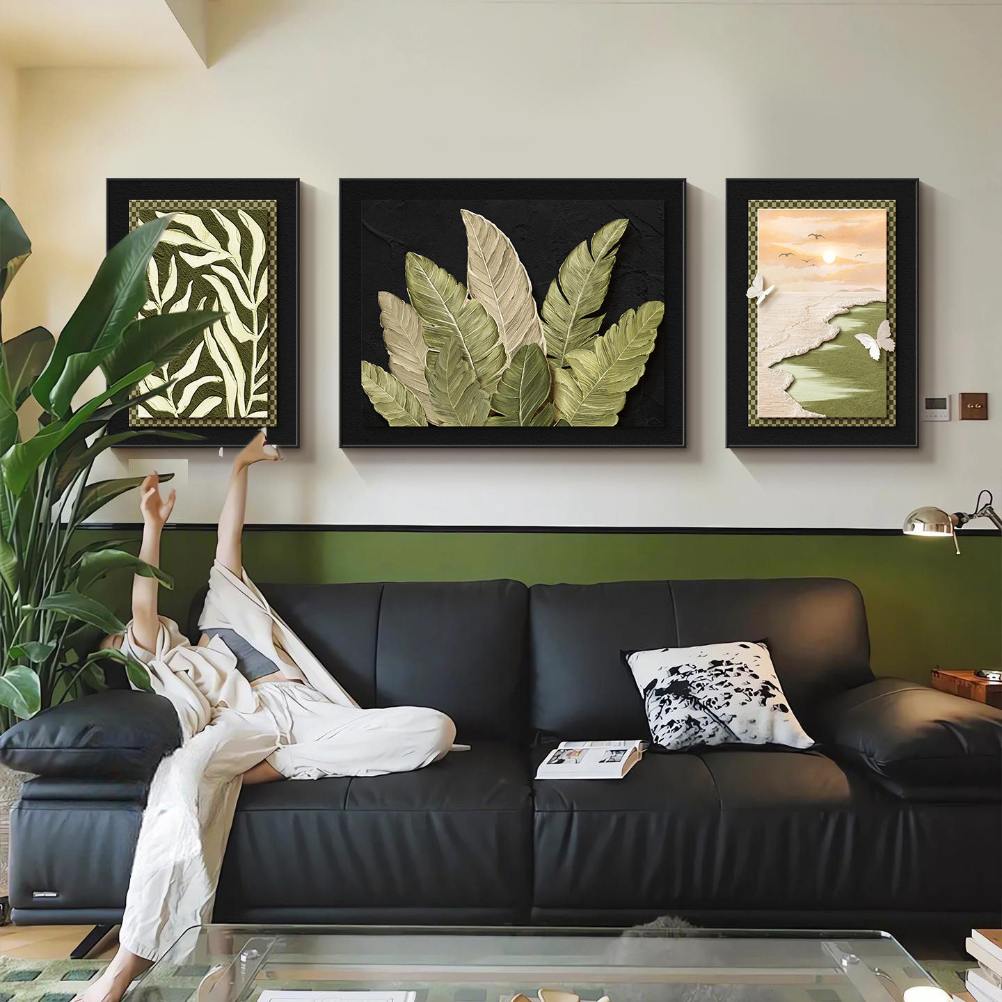 家大业大中古风客厅装饰画肌理感沙发背景墙挂画寓意好三联墙壁画,淘宝优惠券,粉丝福利购,淘宝优惠卷