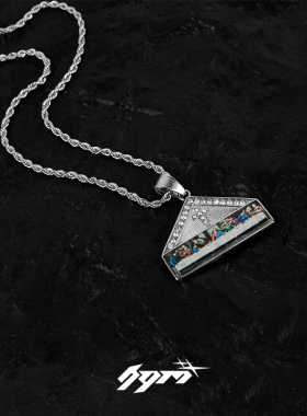 钛钢钛钢麻花链男名画项链潮牌