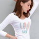 Pure cotton bottoming shirt T-shirt women's autumn new top versatile student slim long-sleeved letter T-shirt women's inner T