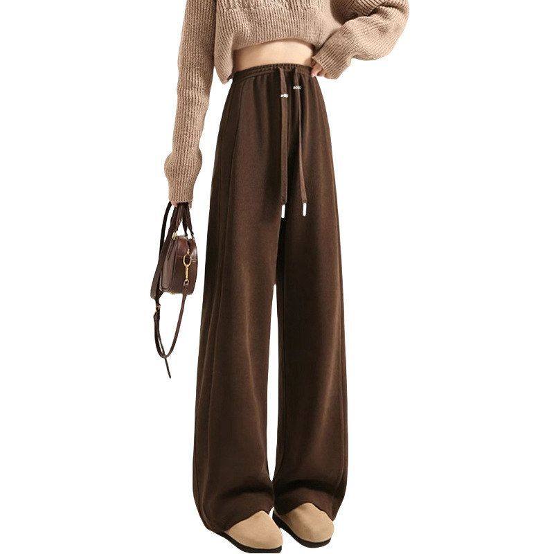 加厚直筒新款秋冬子高腰阔腿裤加绒2024慵懒运动休闲裤雪尼尔孕妇,淘宝优惠券,粉丝福利购,淘宝优惠卷