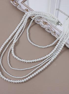 复古珍珠多层项链礼服