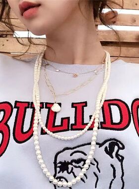 韩茹仿珍珠玻璃珠圆珠女项链