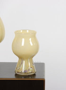 简约迷你中古花瓶奶油风高脚花瓶家居软装商品插花器摆件中古风