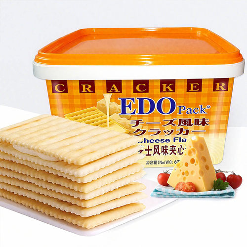 Edo pack芝士味夹心饼干600g纤麦罐装柠檬榴莲蔓越莓味零食小吃 - 图2