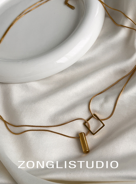 纵里设计师款多层几何项链