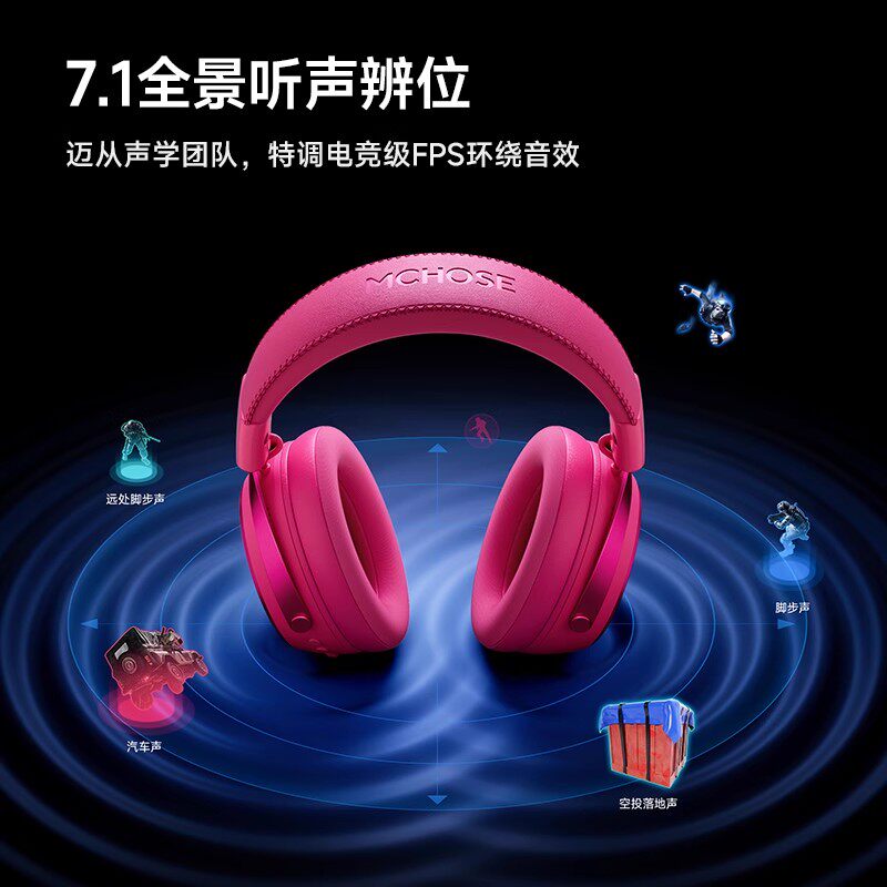 MCHOSE迈从 X9无线头戴游戏耳机蓝牙2.4G电竞耳麦台式电脑三模7.1,淘宝优惠券,粉丝福利购,淘宝优惠卷