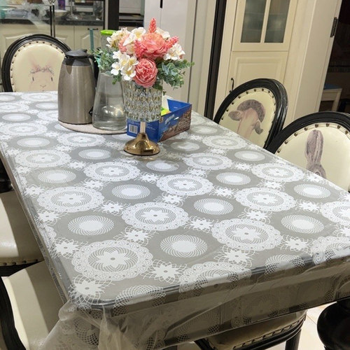一次性台布塑料桌布加厚圆桌印花长方形餐桌布防水家用饭店防油 - 图0