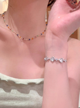 爱心猫眼石手链ins风高级感轻奢小众精致2025年新款学生闺蜜首饰