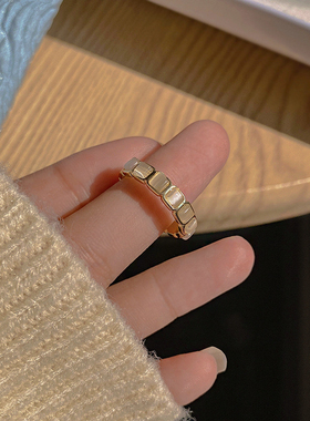 猫眼石戒指女个性设计高级感微镶锆石轻奢指环精致网红食指戒尾戒