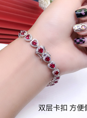 轻奢培育红宝石微镶钻手链