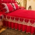 Châu Âu dày pha lê khung giường bao gồm bốn bộ ren cưới lớn màu đỏ cộng với tấm nhung chăn 1,8m mét - Bộ đồ giường bốn mảnh bộ chăn ga gối đệm cưới everon Bộ đồ giường bốn mảnh