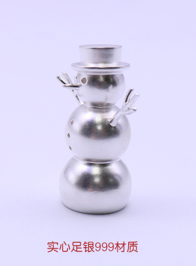 999足银雪人吊坠项链摆件把件