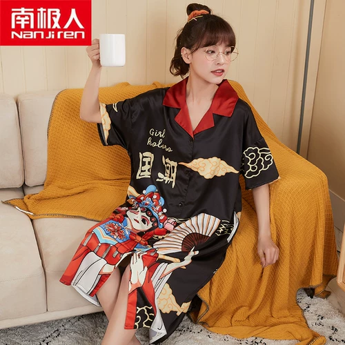 Шелковая летняя пижама, тонкая осенняя юбка, рубашка, коллекция 2023, большой размер