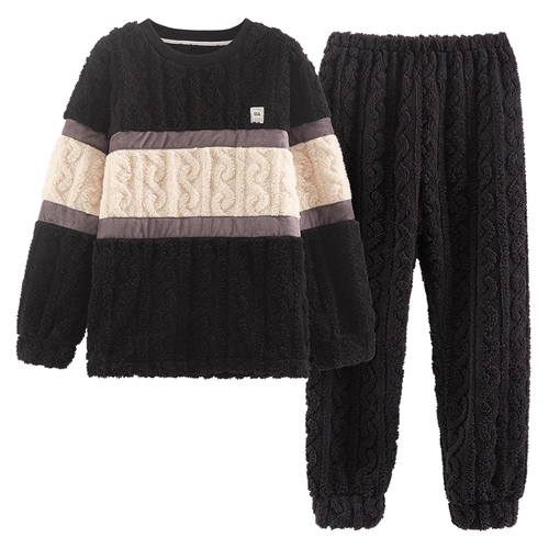 Зимняя коралловая бархатная флисовая фланелевая пижама, демисезонный комплект, увеличенная толщина, подходит для подростков, большой размер