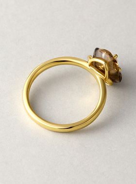 Fanci范琦银饰【玫瑰系列】茶色玫瑰戒指金925银优雅法式浪漫轻奢