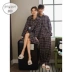 Jing Yun vài bộ đồ ngủ mùa xuân và mùa thu thời trang ve áo kẻ sọc dài tay nữ áo ngủ cardigan phù hợp với quần tây nam dịch vụ nhà - Giống cái