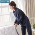 Jing Yun đồ ngủ mới phụ nữ cotton mùa thu đơn giản phim hoạt hình nhà quần áo thời trang ve áo dài tay áo phụ nữ cotton - Bộ Pajama