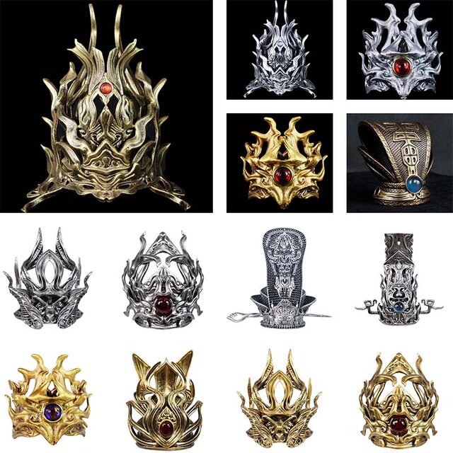 Classical golden silver photography performance Hanfu film and television drama male and female hair tie resin hair crown ancient costume general son