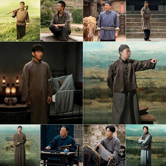Farmers, men, long shirts, short coats, cotton and linen retro movies