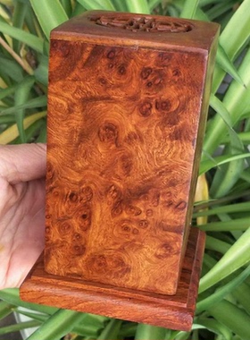 缅甸花梨樱香盒带樱瘤疤方形盒子