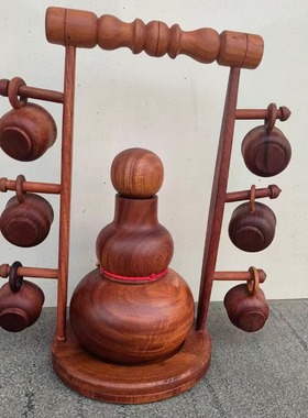 一套葫芦工艺品茶壶茶杯收纳架