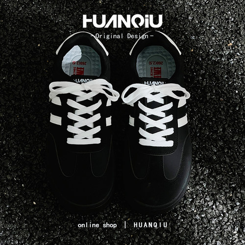 环球德训鞋子男鞋2026新款春季百搭小白鞋轻便休闲风男士厚底板鞋 - 图0