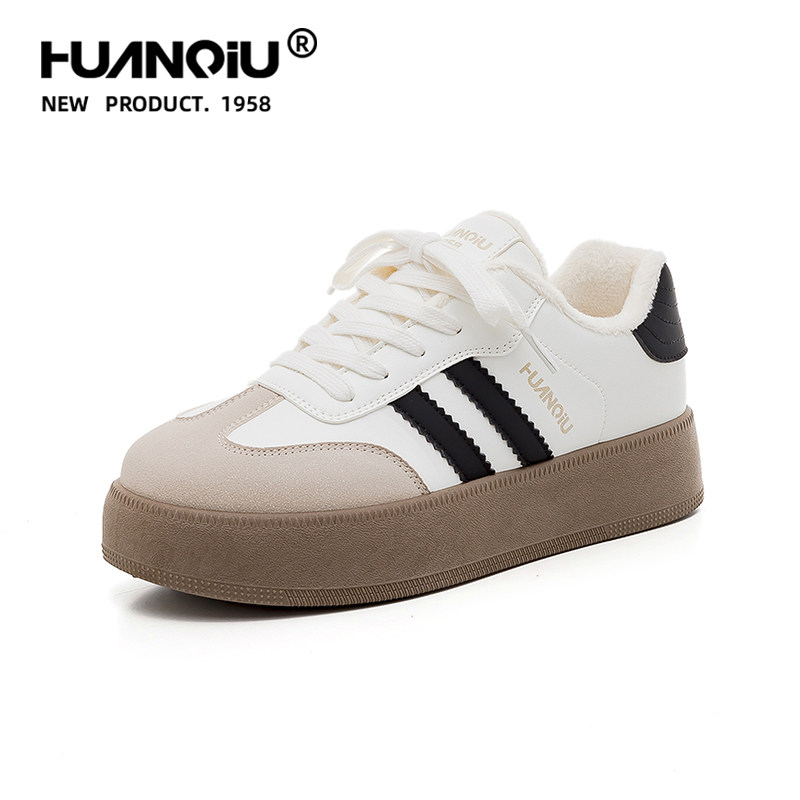 环球加绒加厚德训鞋女款2025新款小白鞋百搭轻便厚底板鞋保暖棉鞋,淘宝优惠券,粉丝福利购,淘宝优惠卷